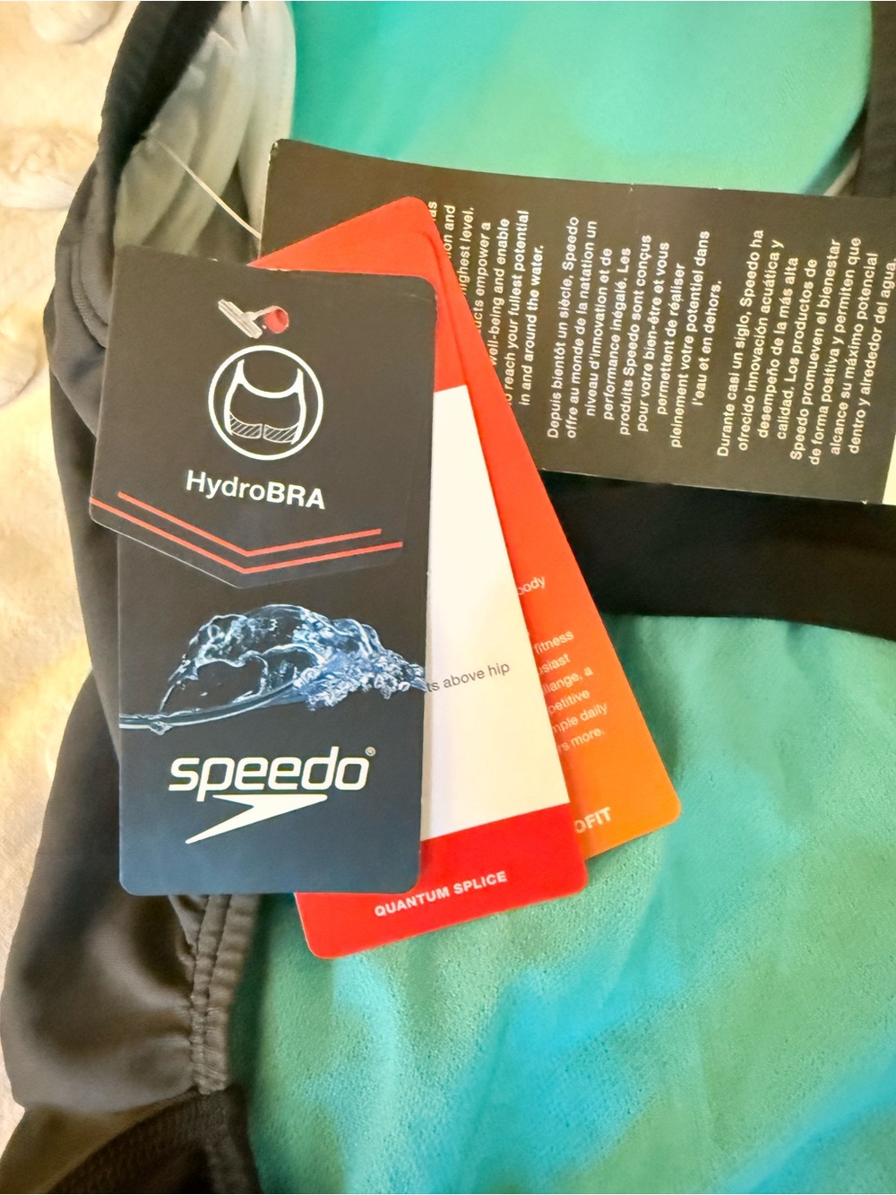 NWT Speedo HydroBRA Quantum Splice One Piece Swimsuit Women’s Size 10 Black Aqua - Picture 5 of 5